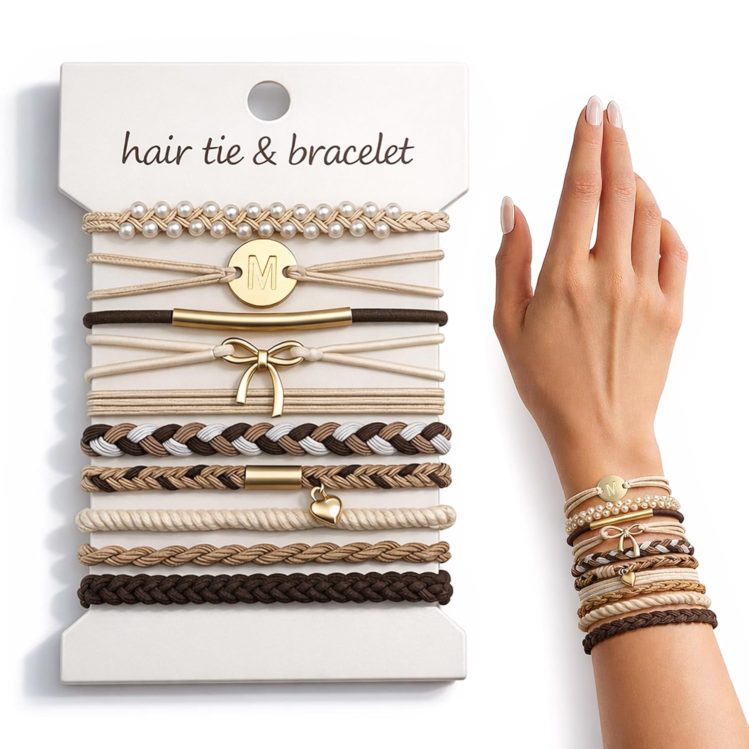 Initial 10 Pcs Hair Ties Bracelets