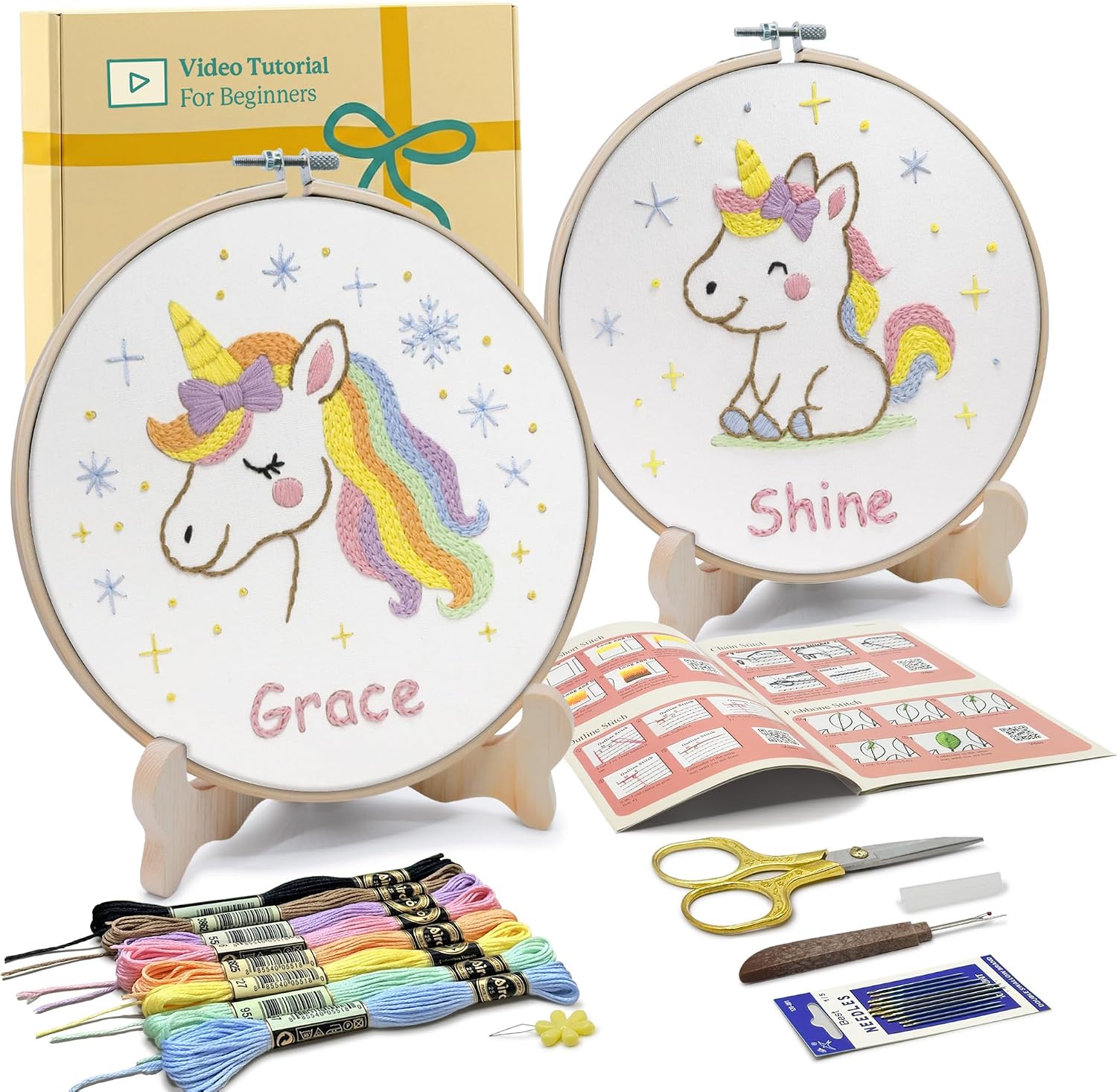 Unicorns Embroidery Kit for Beginners with Patterns