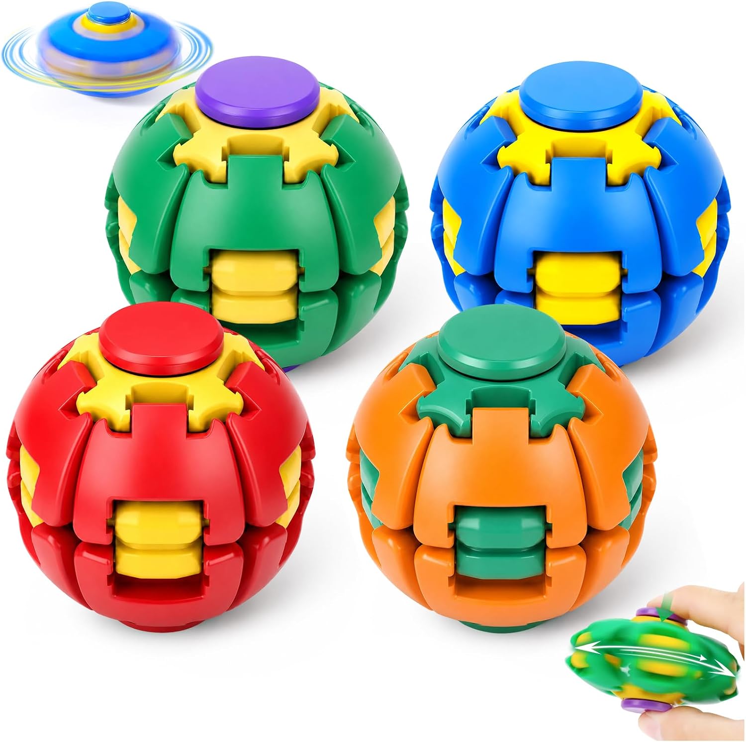 4 Pack, Press To Spin Fidget Spinner