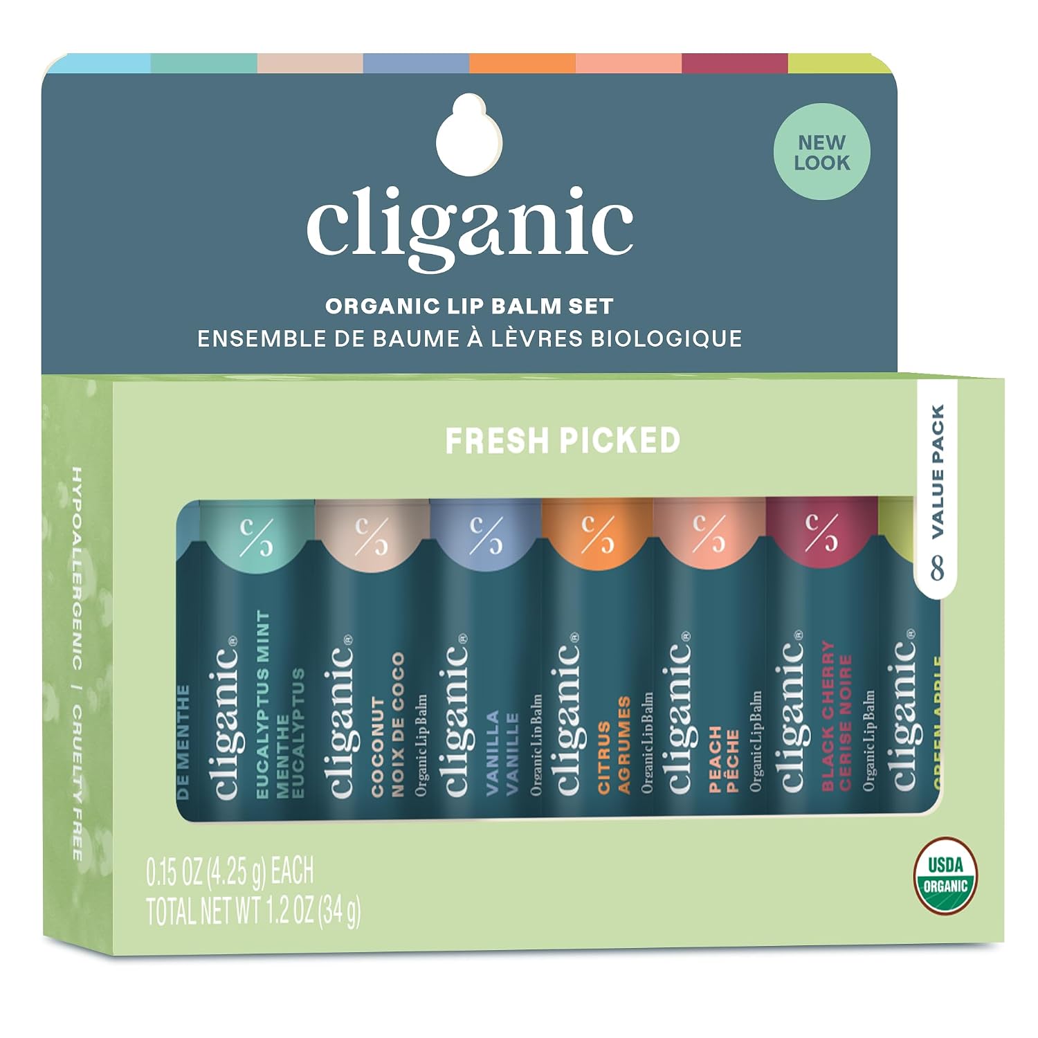 Organic Lip Balm Set, 8 Flavors 100% Natural for Dry Cracked Lips