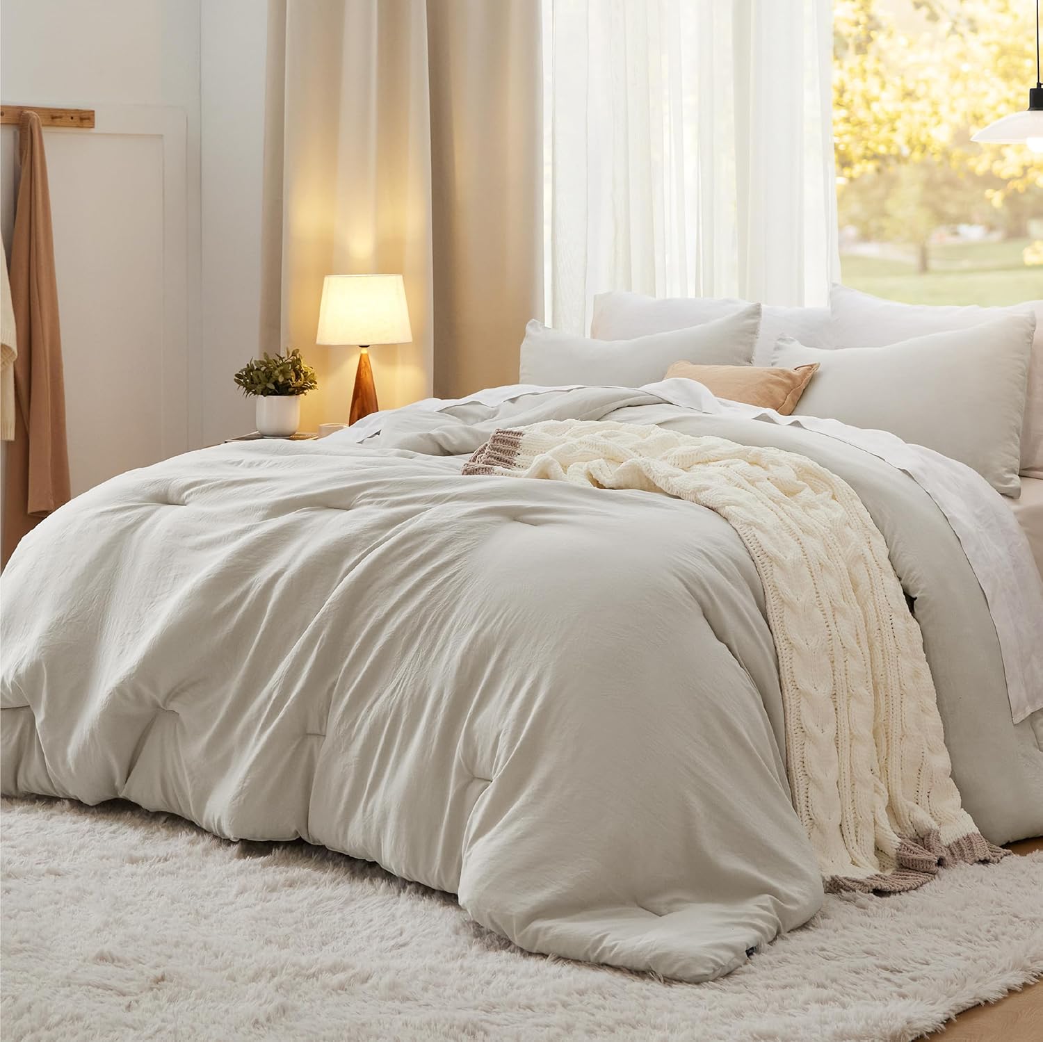 Queen Comforter Set Prewashed Soft Bedding Set 3Pcs
