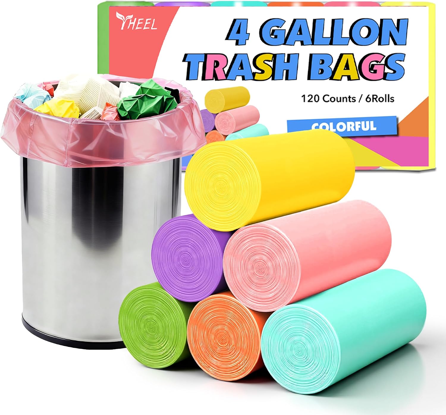 4 Gallon Small Trash Bags - Strong Leak-Resistant - 120 Count