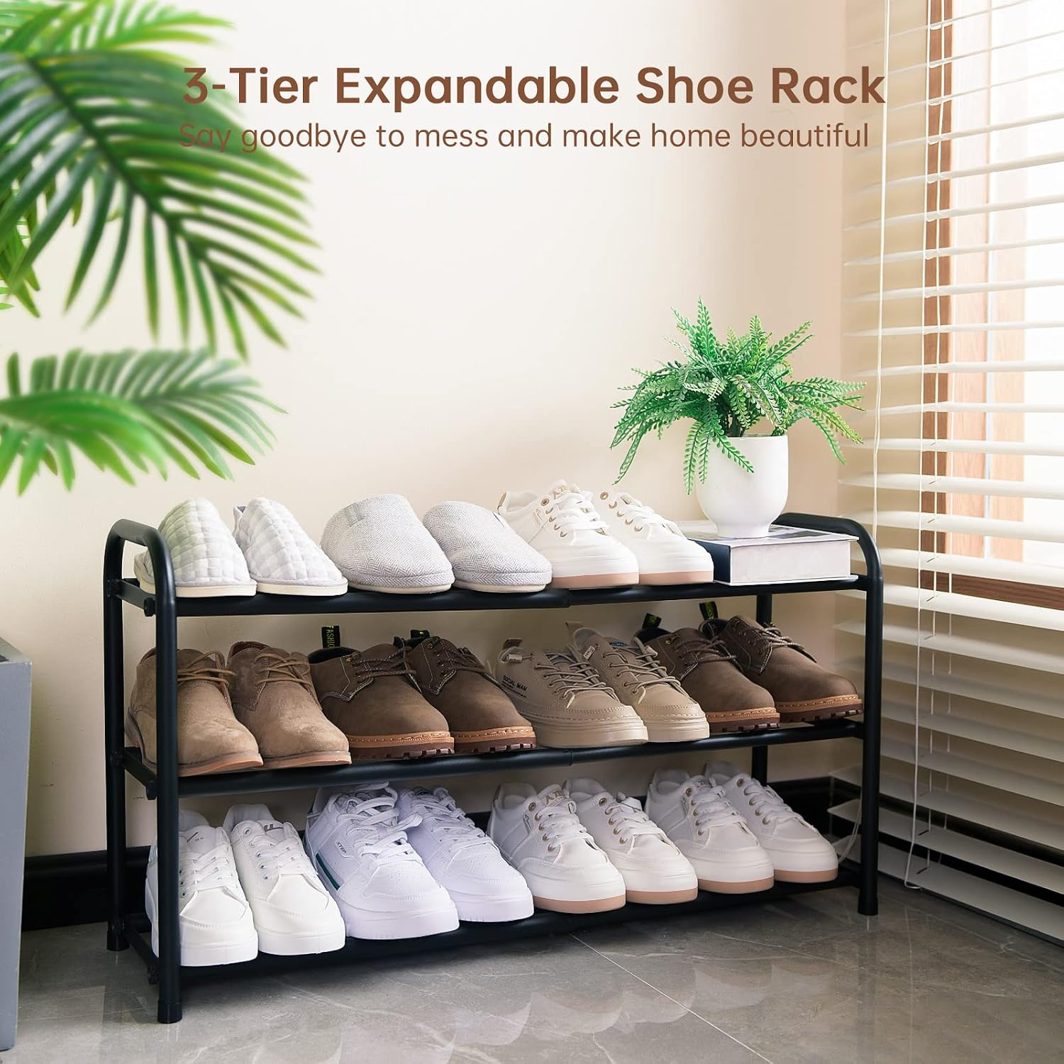 Expandable 3-Tier Shoe Rack
