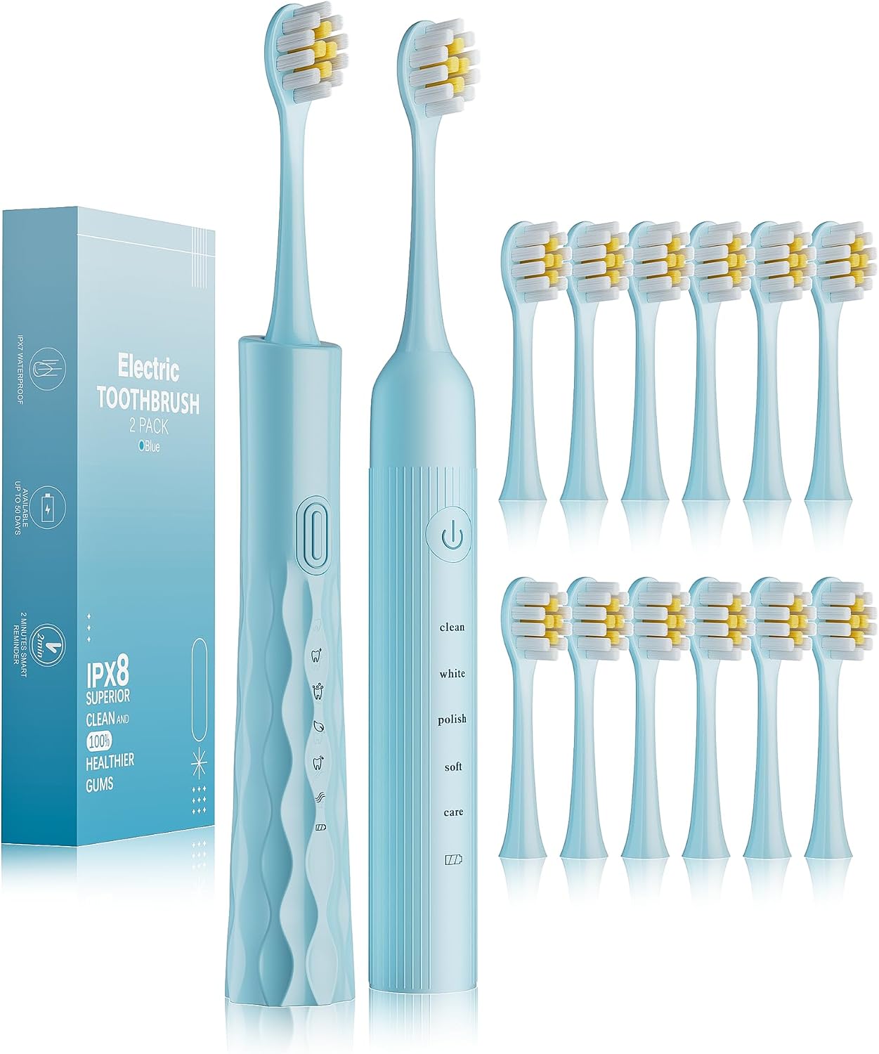 2 Pack Electric Toothbrush for Adults