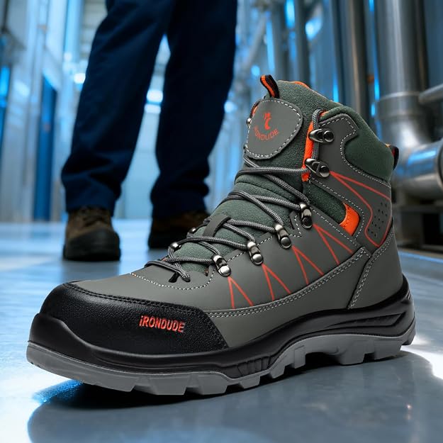 Steel Toe Boots for Men, Non Slip Work Boots